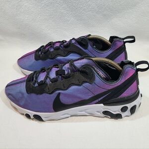 Mens Nike React Element 55 PRM Sunset Athletic Shoes Size 11 Black Purple White